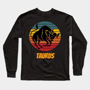 Taurus Zodiac Retro vintage style Long Sleeve T-Shirt